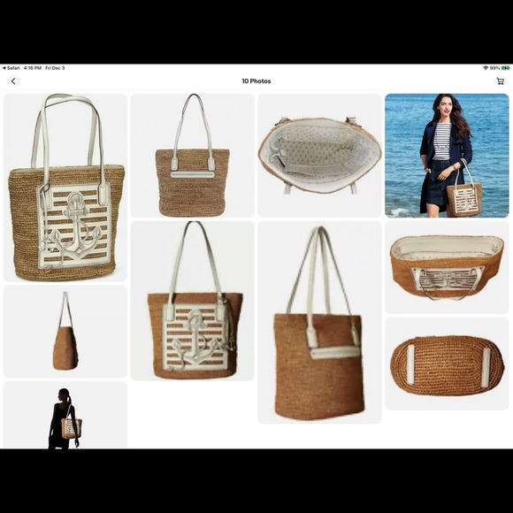 BRIGHTON ADMIRAL STRAW HANDBAG WHT ANCHOR NAUTICAL H72852 - Picture 7 of 7